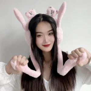 [라일리] Rly 움직이는 귀마개 방한 겨울 귀덮개 곰돌이 핑크