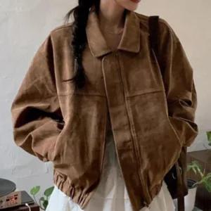 [라일리여성의류] Rly 여성 스웨이드 루즈핏 밑단밴딩 캐주얼 깔끔핏 데