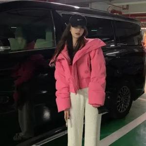 [라일리여성의류] Rly 오버핏 카라 숏 패딩 데일리룩 여성 겨울 아우터