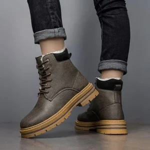 [라일리] Rly 남성 2컬러 투톤솔 레더 방한 기모 워커