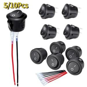 크루즈 컨트롤CPQ 10/5개 ON/OFF 원형 로커 스위치 미니 소형 토글 2핀 SPST 푸시 버튼 12V 24V 20MM 자동