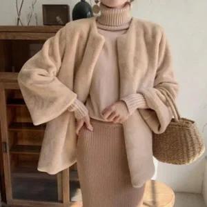 퍼코트 밍크코트 인조밍크 우아한 퍼자켓 가죽자켓