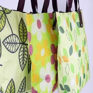 [라일리] Rly 휴대용 장바구니 캔버스백 나뭇잎무늬