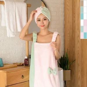 투톤랩 샤워가운 스커트 트렌드 1P 입는 데일리 목욕 투톤샤워가운 치마샤워가운 샤워가운