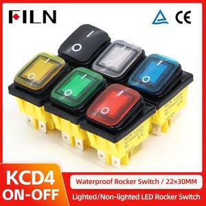 압력 스위치 FILN 20A 250V 헤비듀티 4핀 DPST 로커 스위치 IP65 방수 밀봉 LED 12V 24V 110V 30x22 ON OFF