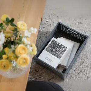 400x300x150 광택 그레이 튼튼한 접이식 폴딩박스 드레스룸 정리 폴딩박스 그레이 일상