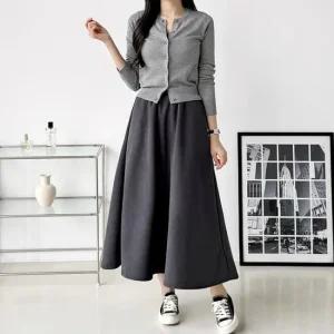 [라일리여성의류] Rly A라인 롱스커트 하이웨스트 플레어 데일리 여리핏  43287711)