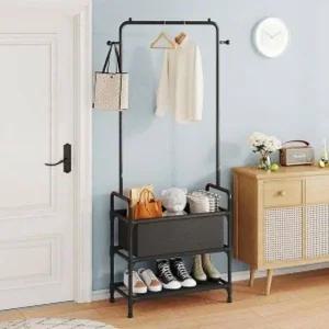 블랙 스탠드 홈 라이프 옷걸이 2단선반 행거 스탠드행거 스탠드옷걸이 스탠딩행거