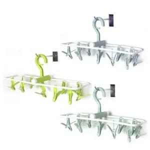 다용도 빨래 집게 걸이 12P 양말 속옷 수건 건조 행거 빨래집게건조대 접이식건조대