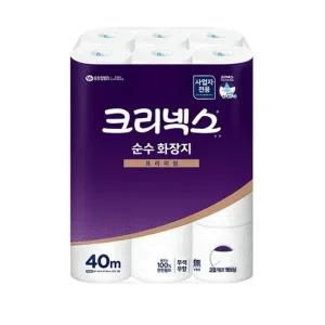 크리넥스 순수 화장지 4517462 두루마리 40M 24롤x3백 두루마리 두루마리화장지 업소용화장지