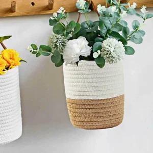 벽걸이식물바구니 화이트내추럴 플랜테리아 벽장식 화분바구니 벽장식 화분인테리어