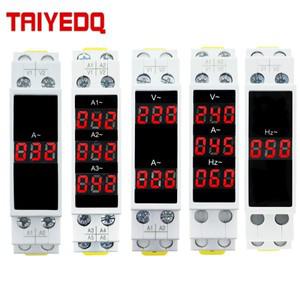 LED 미니 소형 Din 레일 디지털 디스플레이 3상 전류계 단상 전압 헤르츠 미터 볼트 호환 앰프 1-100A AC80
