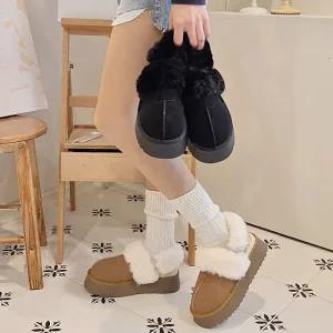 [디아슈즈]메르 스웨이드 탈부착 스트랩 털안감 키높이 통굽 블로퍼 6cm