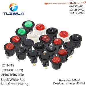 1PCS ON/OFF 라운드 로커 스위치 LED 조명 자동차 대시 보드 밴 12V / 6A 10A 2/3/4PIN