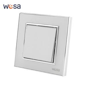 흰색 250V 16A AC 아크릴 패널 난연 클래식 온/오프 벽 로커 스위치 1구 1로 EU 표준 버튼 조명