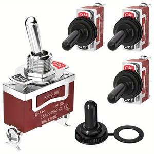 2/4Pcs 해양 방수 토글 스위치 12V DC 30A 헤비 듀티 250V AC 15A SPST 2 핀 ON Off (비바람에 견디는 부츠