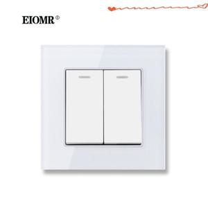 EIOMR EU/UK 표준 조명 벽 스위치 16A 250V 2 갱 단방향/2 로커 대형 패널 럭셔리 키 매립
