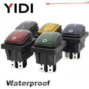 30x22 헤비 듀티 방수 로커 스위치 12V 빨간색 LED 조명 16A KCD4-201 DPST 4핀