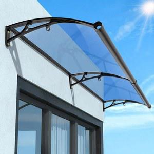 문 입구용 차양 외부 창문 차양 24x64 인치 폴리카보네이트 커버 알루미늄 브래킷 금속 배수 UV 빗물 방설 캐노피 현관문 파티오 실외용 캐노피