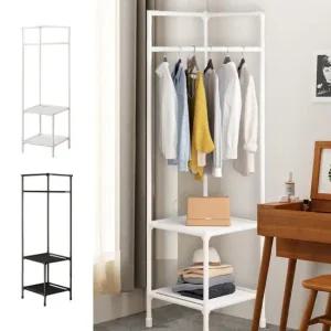 좁은방 원룸 공간 스탠드 틈새 옷장 활용 행거 코너 철제행거 조립식선반 2단행거