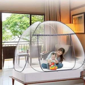 바닥 침대 텐트형 방충망 원터치 빠른 모기장 설치 접 방충망 원터치모기장 침대모기장