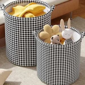 빨래바구니 접이식 패브릭 다용도 체크무늬 수납 방수 라탄바구니 수납바구니 바스켓