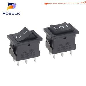 1PCS KCD1 검정색 로커 스위치 전원 ON-OFF 2 6 핀 조명 없음