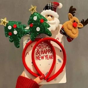 LW 크리스마스 코스튬 머리띠 헤어밴드 성탄절 이벤트 파티 소품 헤어 악세사리 산타 루돌프