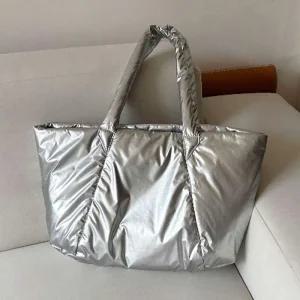 [룽스]백 보부상가방 패딩 실버 여성 쇼퍼 데일리