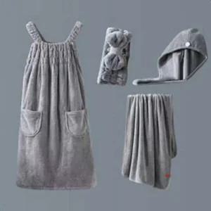 극세사 샤워가운 타월 터번 4종세트 밴딩 도톰 물흡수 실내가운 호텔가운 수면가운