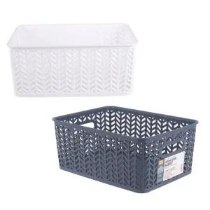 PP 직시각 오픈형 헤링본 바구니-3호 색상랜덤 PP바구니 다용도바스켓 다용도바구니