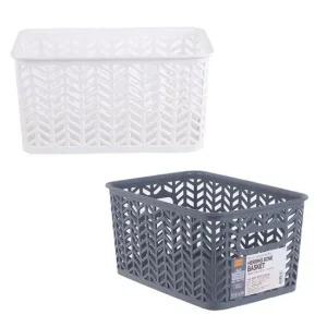 PP 직시각 오픈형 헤링본 바구니-2호 색상랜덤 PP바구니 다용도바스켓 다용도바구니