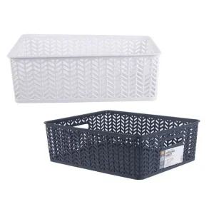 PP 직시각 오픈형 헤링본 바구니-5호 색상랜덤 PP바구니 다용도바스켓 다용도바구니