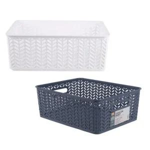 PP 직시각 오픈형 헤링본 바구니-4호 색상랜덤 PP바구니 다용도바스켓 다용도바구니