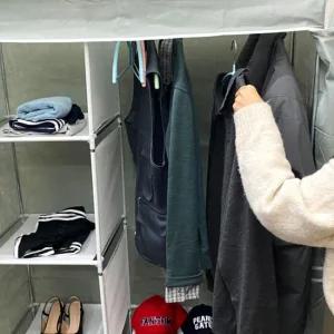 간이옷장 자취방 조립식 간단 2단 스탠딩 행거 그레이 시스템행거 조립식옷장 간이옷장