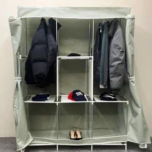 3단 행거 스탠딩 간이옷장 그레이 간단 조립식 자취방 시스템행거 조립식옷장 간이옷장