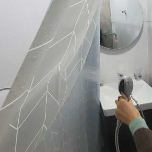 그레이 샤워커튼 비닐 헤링본 방수 120x180 비닐커튼 가림막커튼 샤워파티션 샤워실커튼