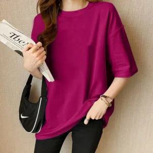 [하프클럽/]레이디 여름철 단색티 찰랑티셔츠 신축성 실켓 경량 스탠다드이