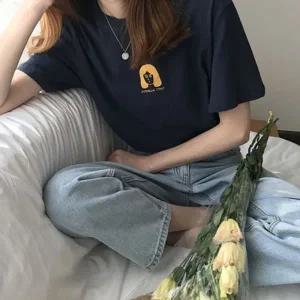 [하프클럽/]단발머리 하프티 시그니처 걸스루즈핏 반팔티