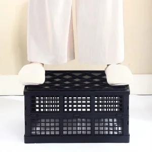 간편바스켓 블랙M 접이식 소품바구니 폴딩 트레이 욕실바구니 피크닉바구니 스텐바스켓