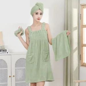 스커트 극세사 타월 헤어타월 샤워가운 터번 4종세트 샤워가운 골프샤워가운