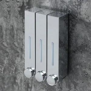 유광실버 벽걸이 물비누 디스펜서 3구420ml 샴푸디스펜서 린스디스펜서 바디워시디스펜서