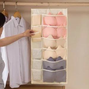 속옷 양면 포켓 베이지 수납걸이30칸 옷걸이포켓 옷걸이수납포켓 행잉속옷걸이