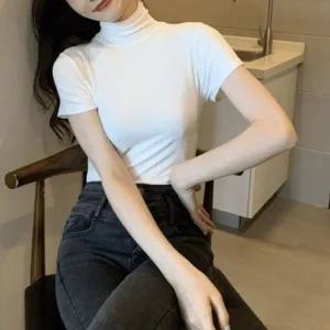 [하프클럽/]쫀쫀 숏티 폴라넥폴라넥 목티셔츠 캐주얼