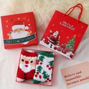 (선택 ETW산타수면양말선물세트)LW 겨울 발 보온 수면양말 크리스마스 성탄절 선물 이벤트 양말 종이가방포