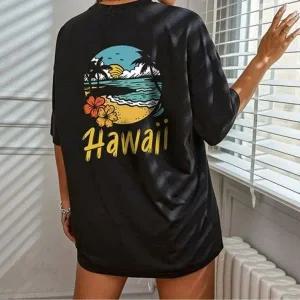 [하프클럽/]심플패턴모던 뒷면 로고프린트 루즈핏 하프티 반팔티