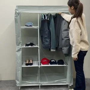 비키니 2단 옷장 시스템행거 그레이 조립식 간이 간이 조립식 비키니옷장 그레이