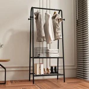 투데이룸 2단 선반 행거 60x150cm)  블랙) 옷걸이행거 스탠드행거 스탠드옷걸이 스탠딩행거