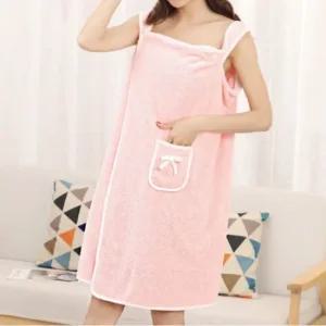 가운 핑크 샤워 원피스형 극세사 샤워가운 극세사샤워가운 극세사목욕가운 극세사가운