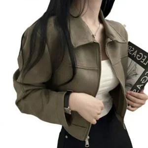 [하프클럽/]점퍼 베이직스웨이드 여자 블루종 크롭핏 아우터 집업아우터